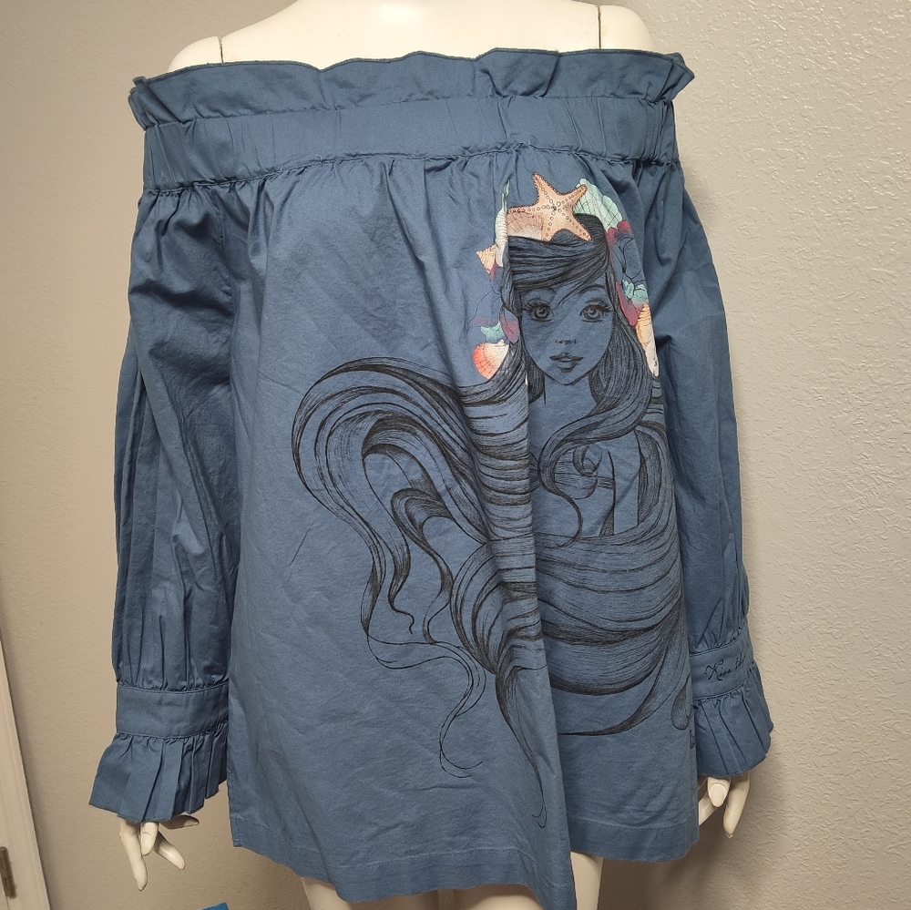 Disney Parks XL‎ Ariel Off The Shoulder Top Blue Little Mermaid